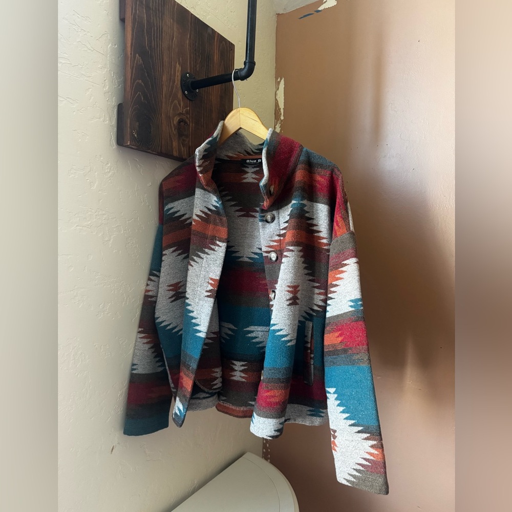 Southwestern Pattern Jacket in Teal, Rust, Cream
